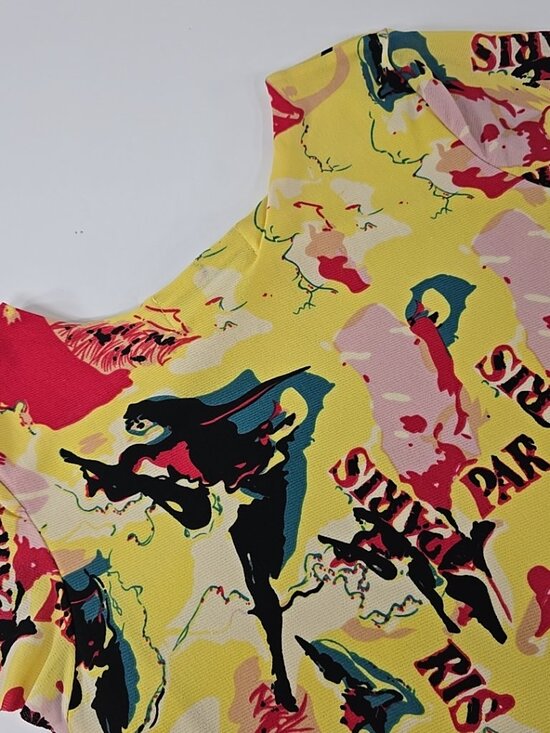 VINTAGE Joseph A. Colorful Paris Dance Print CROP TOP SZ MED Multicolor Abstract - Picture 12 of 16